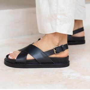 Liberte Leather Capri Black Sandal 41 10US